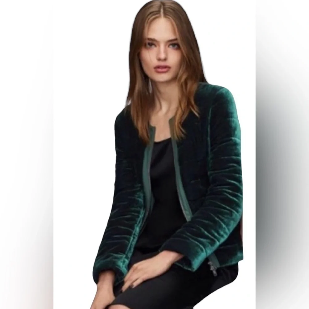 Eileen Fisher Emerald Green Fully Lined Quilted Zip Front Jacket Sz.S/P - Picture 2 of 16